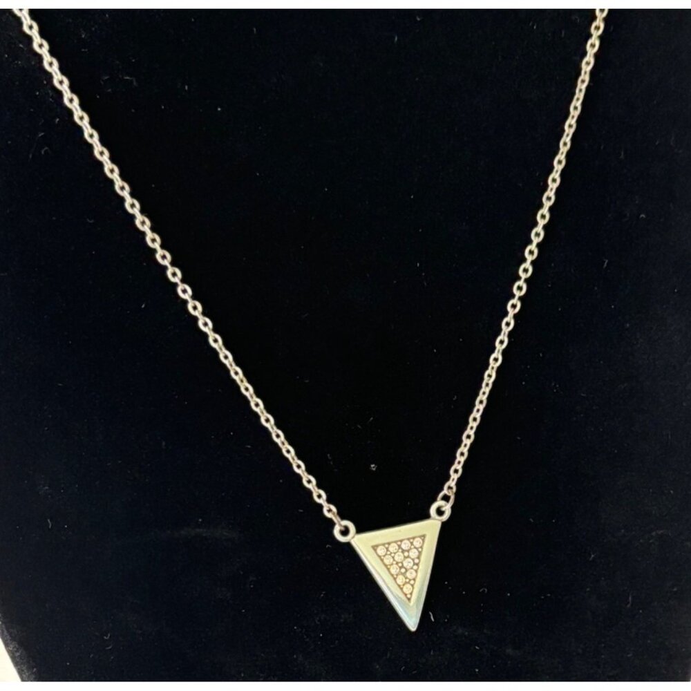 Brighton Contempo Ice Reversible Triangle  Petite Pendant Necklace Silver Chain